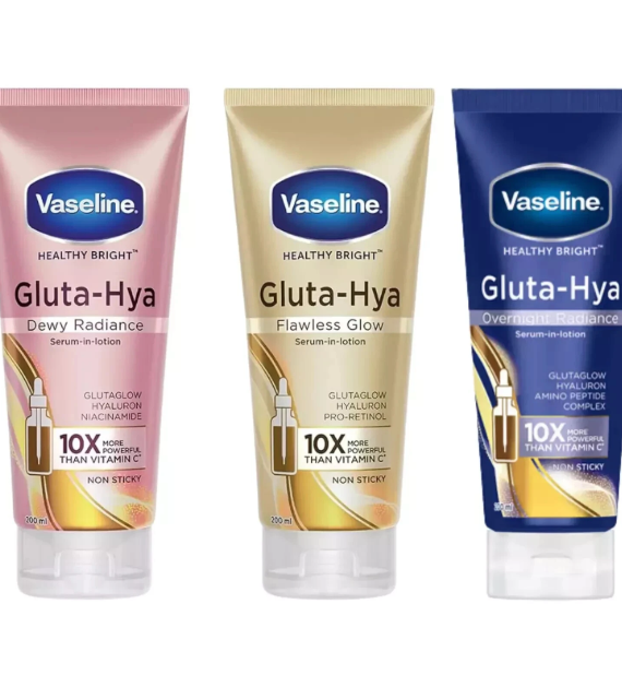 Vaseline Gluta-Hya Dewy Radiance + Flawless Glow Serum-In-Lotion Combo Of 3 Pack
