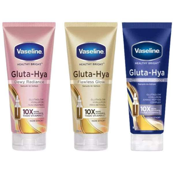 Vaseline Gluta-Hya Dewy Radiance + Flawless Glow Serum-In-Lotion Combo Of 3 Pack