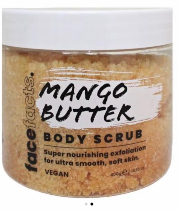Face Facts Mango Butter Body Scrub - 400g Vegan Super Nourishing Exfoliation for Ultra Smooth